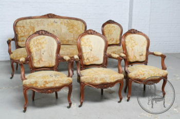 Антикварный комплект для гостиной в стиле рококо с гобеленовой обивкой код. BE6293