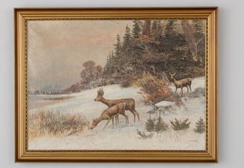 Старинная картина с изображением оленей код. RM4164962