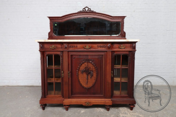 Антикварный комод из красного дерева с зеркалом и мрамором код. BE107694