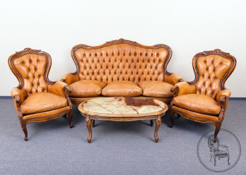 Старинный комплект кожаной мебели код. RM0017
