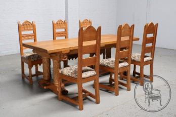 Старинный стол и стулья (6 шт.) код. BE5999