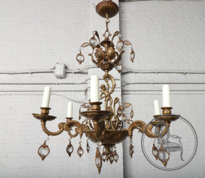 Старинная люстра из бронзы и хрусталя в стиле рококо код. BE107069
