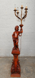 Старинный торшер из ореха в виде фигуры путти код. BE107453