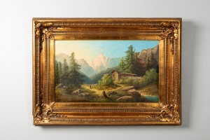 Антикварная картина Горный пейзаж код. RM4165026