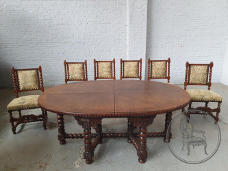 Антикварный комплект для столовой в стиле Тюдор из дуба код. BE3259400