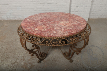 Старинный металлический столик с мраморным верхом в стиле арт-деко код. BE107121