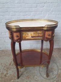 Старинный сервировочный столик с мраморной столешницей и росписью код. BE4096980