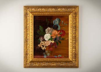 Антикварная картина букет в золоченой раме код. RM4165117