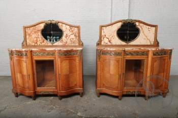 Антикварные дубовые комоды с зеркалом и мрамором (2 шт.) код. BE4132938