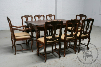 Антикварный стол и стулья (8 шт.) в рокайльном стиле код. BE6326