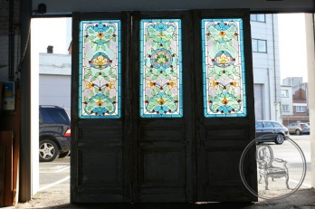 Антикварные двери с витражными стеклами код. BE4097638