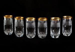 картинка Набор из 6 винтажных высоких хрустальных стаканов салоне старинных вещей "Шебби" являющийся официальным дистрибьютором в России и Беларуси