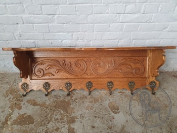 Старинная дубовая резная вешалка для одежды код. BE4097412