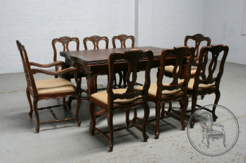 Антикварный стол и стулья (8 шт.) в рокайльном стиле код. BE6326