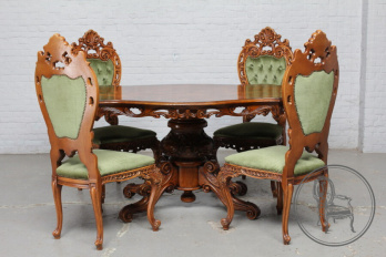 Старинный комплект мебели для столовой в стиле рококо (круглый стол и 4 стула) код. BE3259349