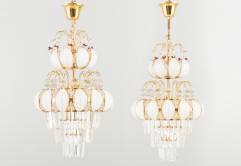 Старинные бельгийские люстры (2 шт.), бронза с хрусталем код. RM4100246