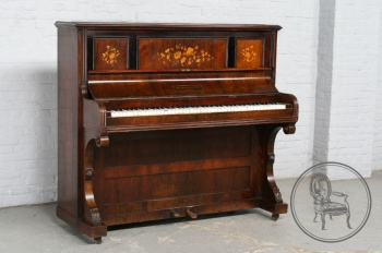 Антикварное английское пианино конца XIX века из ореха с маркетри код. BE3259379