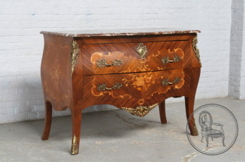 Антикварный комод с инкрустацией в технике маркетри и мраморной столешницей код. BE3259359