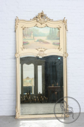 Антикварное ореховое зеркало в стиле рококо с росписью код. BE107397