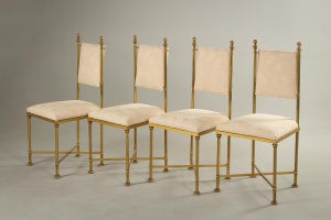 картинка Старинные итальянские стулья (4 шт.) с латунным каркасом салоне старинных вещей "Шебби" являющийся официальным дистрибьютором в России и Беларуси