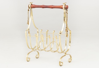 Старинная газетница из красного дерева и латуни код. RM4100109