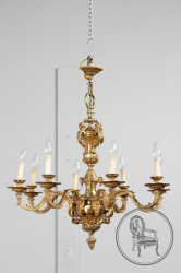 Антикварная бронзовая люстра с маскаронами и цветочными гирляндами код. BE107593